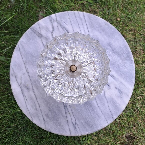 Vintage Ashtray Stand Marble & Brass - Picture 6 of 11